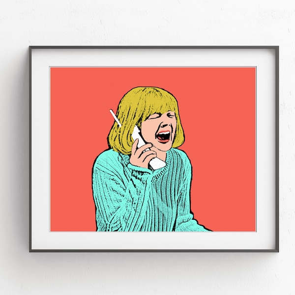 Scream Horror Art Print//Wes Craven Scream Horror Art//Scream Drew Barrymore 8 x 10 print