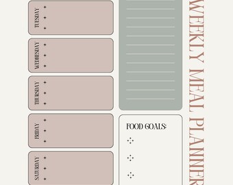 Meal Planner Printable - 7Weeks, Grocery List, Food Goals