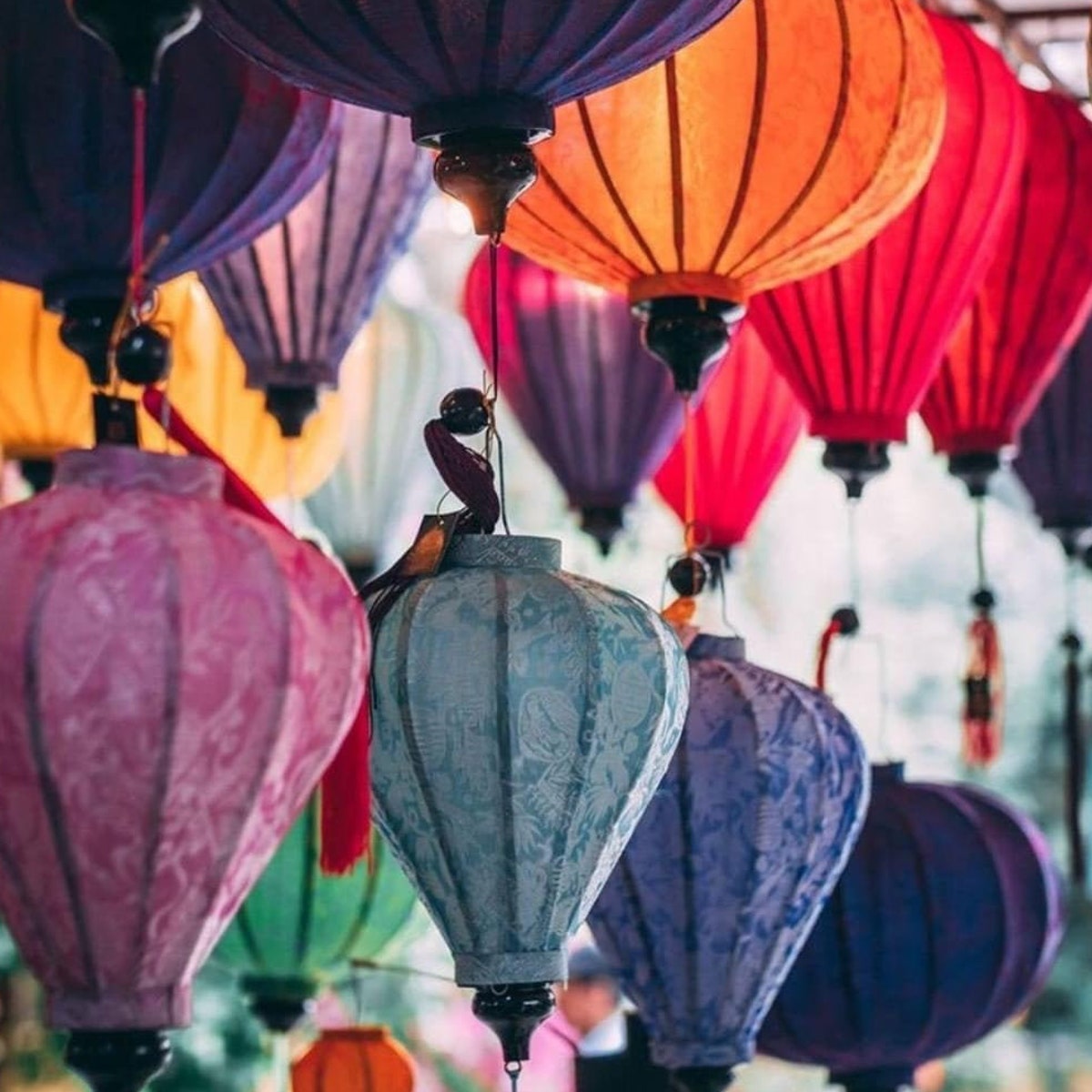 Bamboo Silk Lanterns (8 total)