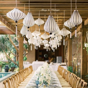 20 pcs Vietnamese bamboo  lantern 35cm - White color - Wedding decorative idea - Ceiling lamp - Lantern for wedding - Restaurant lantern