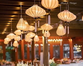20pcs White Bamboo Silk Lanterns 55cm: Vietnamese Wedding Decor