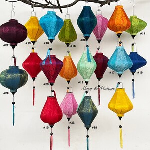 20 szt. lampionów bambusowo-jedwabnych Hoi An, 35 cm, mix kolorów, dekoracja weselna na patio