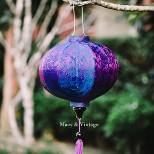 Purple Bamboo Silk Lantern 35cm: Vietnamese Wedding Decor