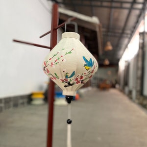 Lanterne di bambù Hoi An 35 cm - Dipinte a mano su tessuto - Decorazione di nozze. Lampada domestica. Decorazione del giardino - Realizzazione su misura