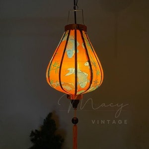Hoi An Bamboo Lantern: Fish & Bamboo Tree Pattern, Waterproof Outdoor Decor (35cm)