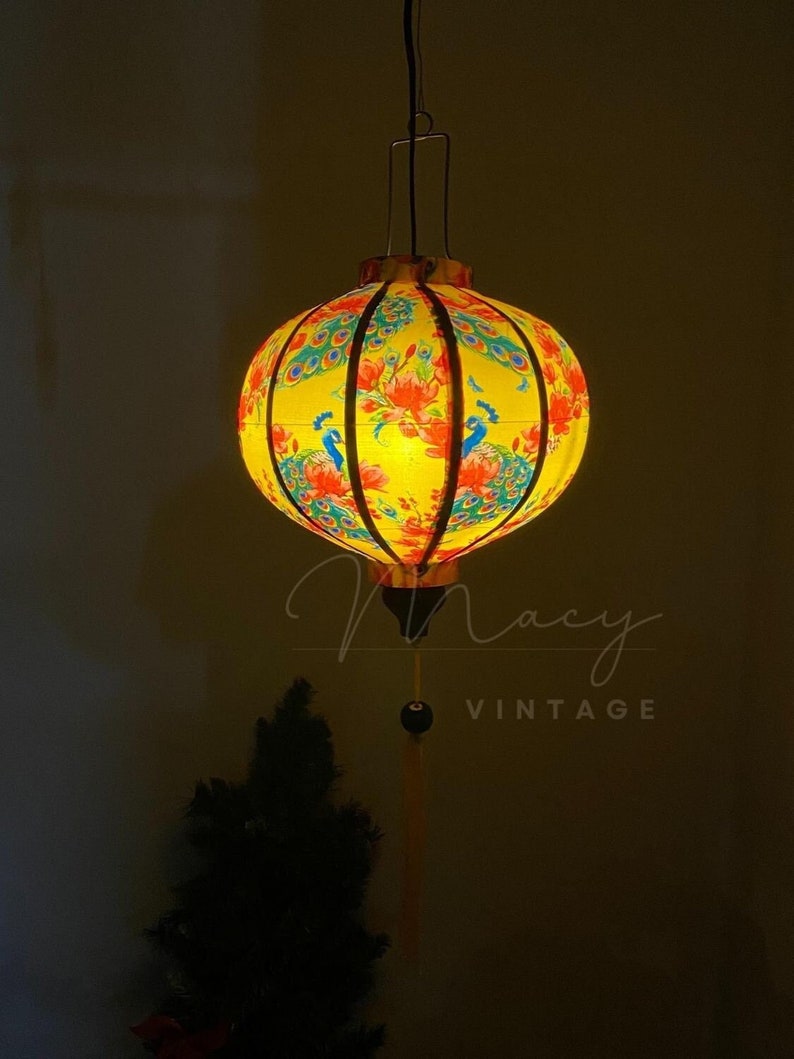 Lanterne étanche, motif floral, tissu 32, taille 35 cm - Lampes d'intérieur, décoration de terrasse, utilisation en extérieur image 1