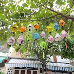 Hoi An Hand-Painted Lanterns size 22cm (Set of 16): Waterproof Fabric, Wedding & Garden Decor