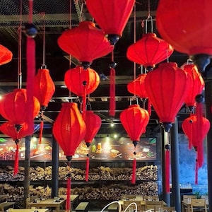 20pcs Hoi An Bamboo Silk Lantern 35cm, red Color, Wedding Patio Decor