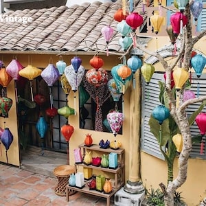 Lanterne di seta di bambù del Vietnam 35 cm - Realizzate su ordinazione - Decorazione per matrimoni. Lampada per la casa. Decorazione per il giardino. Lanterna di Hoi An