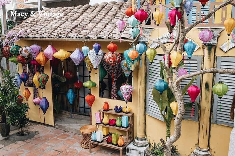 Farol de seda de bambú Hoi An de 35 cm, hecho a medida, para decoración de bodas y patios, ideal como lámpara de hogar.