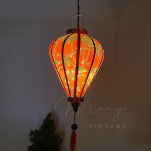Vietnam bamboo waterproof lanterns 35cm - Birds on tree patterns - Fabric #1 - Wedding decoration. Garden decoration. Outdoor lanterns.