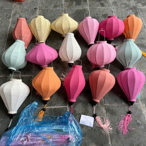 16pcs Hoi An Bamboo Lantern 35cm Mix Pastel Tone Color Wedding Patio 16pcs-hoi-an-bamboo-lantern-35cm-mix-pastel-tone-color-wedding-patio