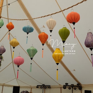 20 pcs Vietnamese bamboo silk lantern 35cm - Mix color (silk and pastel tone) - Lantern for tent wedding idea - Lantern for wedding