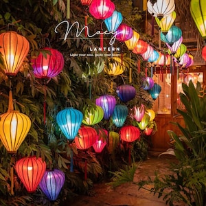 Vietnamese Bamboo Silk Lanterns (55cm): Mix Color Wedding Decor, Garden Lighting