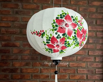 Hand-Painted Floral Silk Lantern: Vietnamese Wedding Decor (70cm)