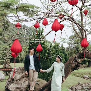 30pcs Hoi An bamboo lanterns 40cm - Mix color - Wedding decoration - Outdoor party lantern decoration - Tent lantern