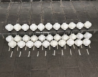 Set of 16 lanterns 22cm - Ivory white color - Round/Balloon shape - Wedding decoration - Garden decoration - Ceiling lamp