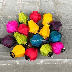 Set of 16 Hoi An lanterns 22cm - Mix color and shape - Wedding decoration - Garden decoration - Outdoor party lanterns decoration