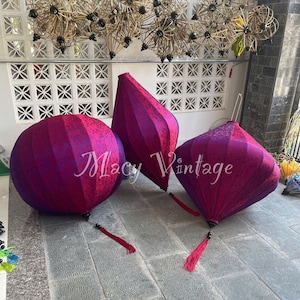 Set of 3 Bamboo Silk Lanterns: Custom Restaurant/Wedding Decor (130cm)