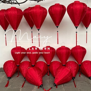 Set of 20 Red Silk Lanterns: Hoi An Wedding Decor