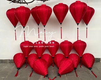 Set of 20 Red Silk Lanterns: Hoi An Wedding Decor