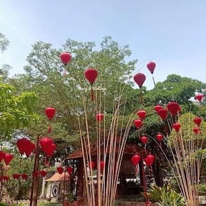 20pcs Hoi An bamboo silk lanterns 35cm - waterproof lantern red color - outdoor lanterns - lanterns for outdoor Event - garden lanterns
