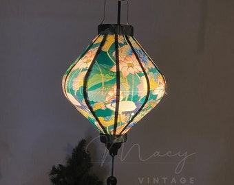 Waterproof lantern , lotus pattern, fabric 7, size 35cm - Home lamps, patio decoration, outdoor using