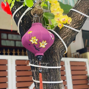 Set 2 Hoi An bamboo lanterns hand painting with flowers - Patio lantern - Lantern for tent - Wedding lantern - Patio lantern - Garden lamp