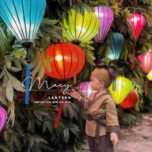 50pcs Hoi An bamboo lanterns 40cm - Mix color (silk and pastel tone) - Wedding decoration - Outdoor party lantern decoration - Tent lantern