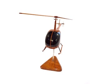 Robinson R22 - 17" x 18"  x 9" - Light utility and trainer helicopter - Wooden handmade airplane - Gift for pilot