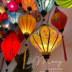 Bamboo Lantern: 3D Cherry Blossom Crane Fabric, Waterproof (35cm)