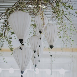 6pcs Vietnamese bamboo silk lantern 35cm - White color - Wedding decor. Patio decor. Wedding idea - Special lanterns for wedding
