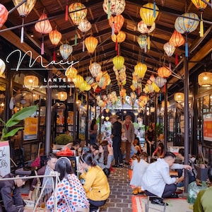 Set of 30 Hoi An bamboo lanterns 40cm - Waterproof lanterns - Mix color, pattern and - Wedding decoration - TET Lanterns