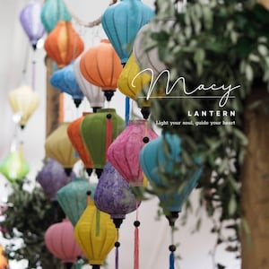 12 pcs Vietnamese bamboo lantern 35cm - Mix silk & pastel tone lantern - Wedding decorative idea - Restaurant lantern - Lantern for wedding