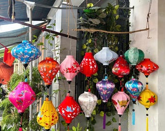 16pcs Hoi An Bamboo Silk Lantern 35cm, Mix Color, Wedding Patio Decor