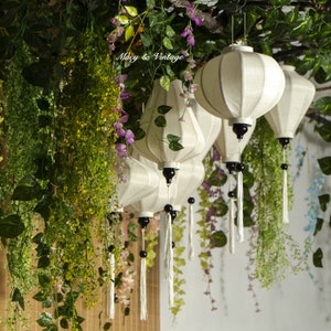 8pcs Hoi An Bamboo Lantern 35cm, Off white Color, Wedding Patio Decor
