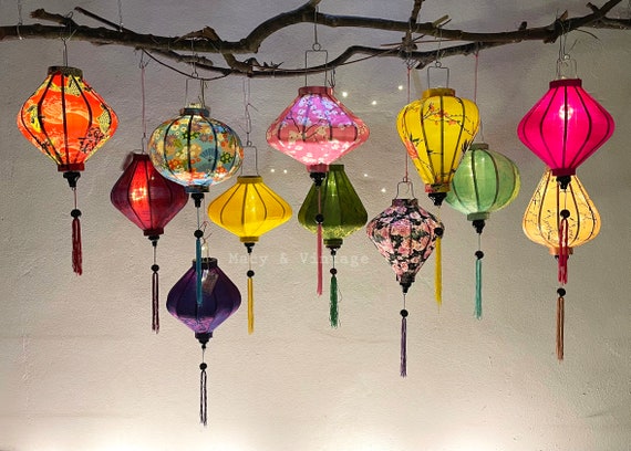 Silk lantern lights deals