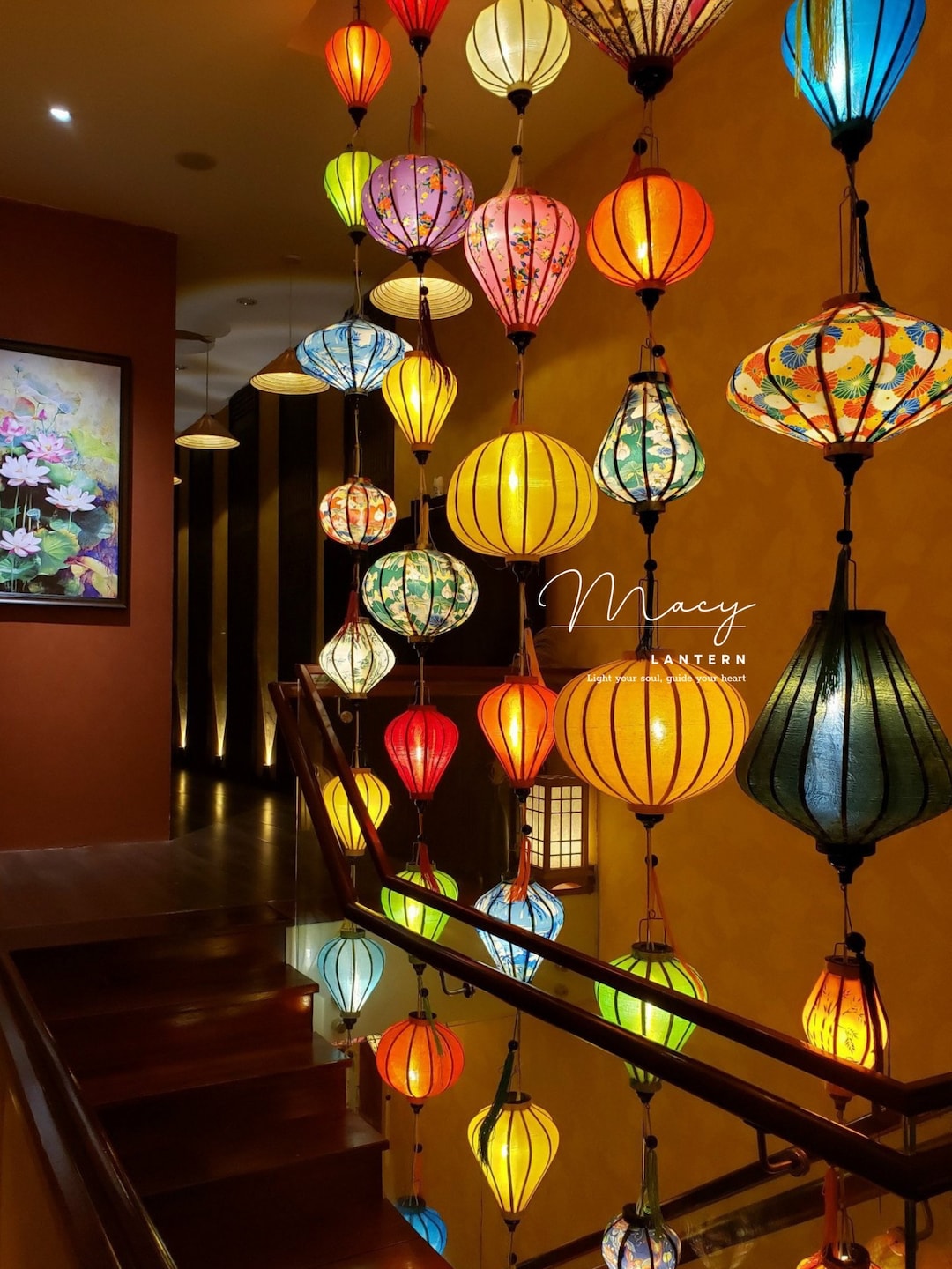 30pcs Hoi an Bamboo Lantern 35cm - Mix Shape and Color