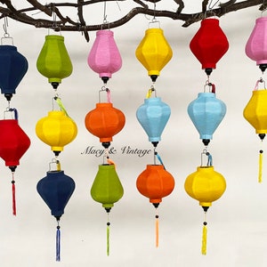 Set of 16 Hoi An lanterns 22cm - Mix color and shape - Wedding decoration - Garden decoration - Outdoor party lanterns decoration