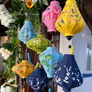 Hand-Painted Bamboo Lantern Set: Vietnamese Landscape Decor (35cm)