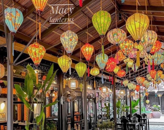 Hoi An Waterproof lantern , floral pattern, size 35cm - Home lamps, patio decoration, outdoor using