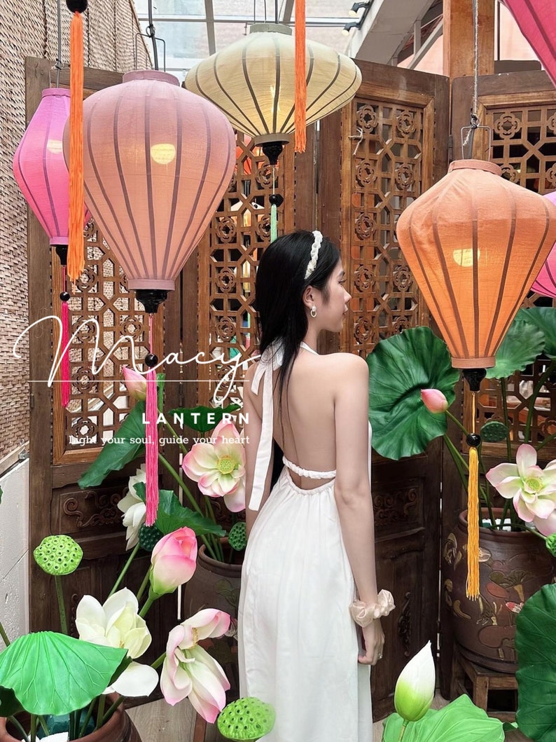 4pcs bamboo lanterns 35cm Mix pastel color tone and mix shape Lantenr for restaurant Lantern for home decorate Lantern for wedding image 4