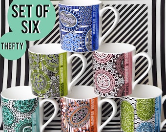 Set of 6 Virus Mugs: Herpes, HIV, Influenza, Measles, Rabies, Smallpox