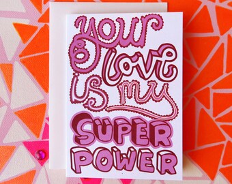 Super Love Typographical Greeting Card