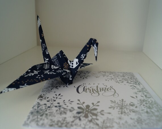 Origami Kranich Weihnachtskarte Und Kleine Geschenk Kran Weihnachtsbaum Ornament Baumwolle Kran Blau Und Weiß Kran Weihnachten Geschenk Kran Mobile