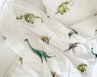 Housse de couette pour enfants, ensemble de literie dinosaures, housse de couette en coton avec dinosaure, pour fan de dinosaures, chambre de garçon, textiles de maison