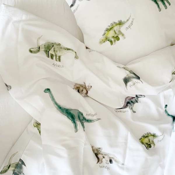 Housse de couette pour enfants, ensemble de literie dinosaures, housse de couette en coton avec dinosaure, pour fan de dinosaures, chambre de garçon, textiles de maison