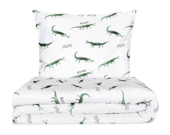 Taie d'oreiller avec crocodiles, ensemble de literie pour enfants, taies d'oreiller en coton, tailles multiples, crocodile, animaux sauvages, ensemble de literie pour garçons