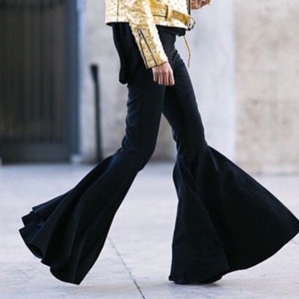 Marrakech Taille Haute Stretcy Coton Jersey Plus Lâche Flares Pantalon Évasé Pantalon Skinny Pant