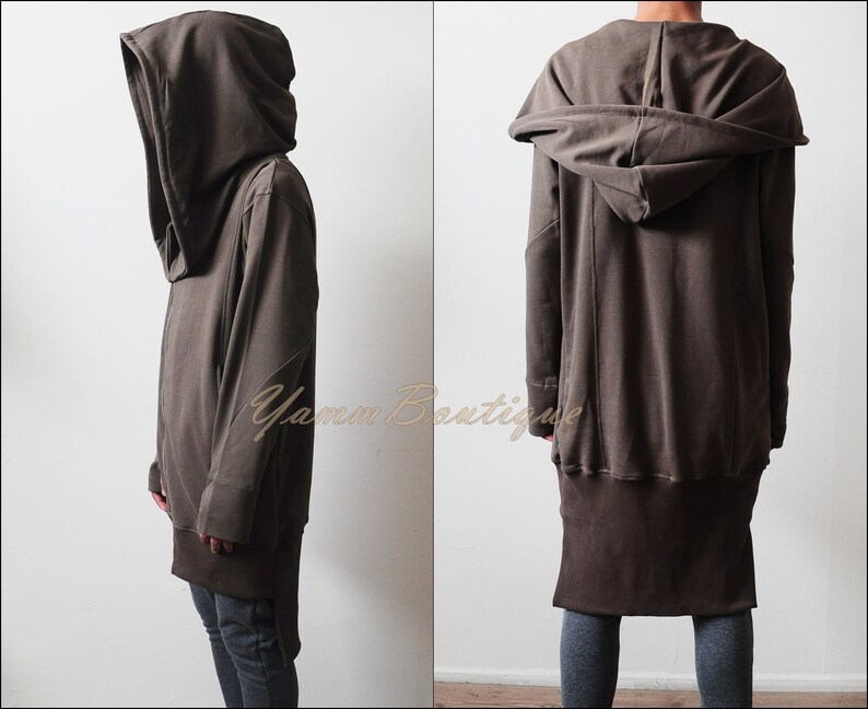 XS-6XL Oversized Essentials Oversized Hood Long Sleeve Hoodie // Raw Edges at Sleeve Cuffs // Avant Garde Over long Hoodie 